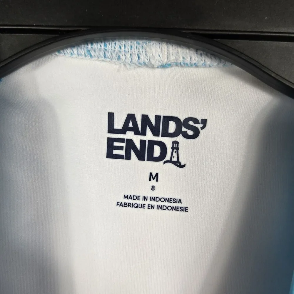 Land's End Boys Size Medium (8) Rash Guard Short Sleeve Shirt Shark‎
